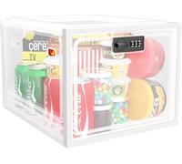 iBune Large Lock Box, Lockable Storage Box Medicine Lock Box, Box with Lock Fridge Lock Box Snack Locker Food Lock Box, Phone Lock Box Lock Boxes for Personal Items, White