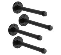 IBUYKE 12.2 Inch Industrial Pipe Clothes Bar Rack, 4 Pack, Black TYJ004H | Multifunctional, Wall Mounted Clothes Rail, Heavy Duty, Space-Saving Hanging Closet Rod, For Bedroom Bathroom