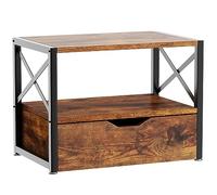 IBUYKE 2 Tier Desktop Printer Stand,Multi-Purpose Desk Organizer,Wooden Printer Stand with Drawer Storage for Folders,Books,for Fax Machine, Scanner,Home Office,Rustic Brown TLJ006H