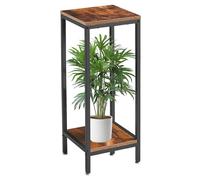 IBUYKE 30 Inch Tall Plant Stand Indoor, 2 Tier Wood Corner Plant Stand, Modern Square Plant Shelf Flower Pot Holder for Living Room Patio Balcony Garden, Rustic Brown TMJ071H