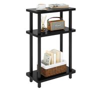 IBUYKE Narrow Side Table, 3-Tier End Table with Storage Shelf Black, Slim Small Table, 40x18x62.5cm,Thin Bedside Table for Living Room Bedroom Office,
