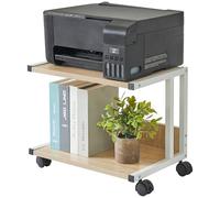 IBUYKE Under Desk Printer Stand,2 Tier Printer Cart,Mobile Home Desktop Organizer Shelf with 4 Wheels,for Fax, Home Office Use TLJ007R