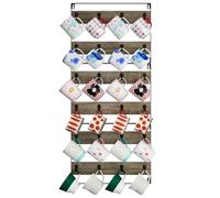 IBUYKE Wall-Mounted Mug Rack Set of 3, 24-Hook Large Coffee Display Organizer for Kitchen, Home, Bar, Coffee Station - Rustic Wood, Greige TBJ005Y-3