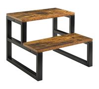 IBUYKE Wooden Step Stools for Adults Kids, Heavy Duty 2-Step Stool with 500 Lbs Capacity, Non-Slip Bedside Step Stool for High Beds Bedroom Livingroom Bathroom Kitchen, Rustic Brown TBD002H