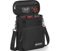 IBVIVIC 3 Slots Wireless Microphone Case with Foam, Mic Carrying Bags with Shoulder Strap Microphone Carrying Case for Party, Singing (Black)