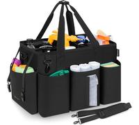 IBVIVIC Wearable Cleaning Caddy Bag for Cleaning Supplies, Large Capacity Cleaning Organizer Tote Bag Simple Kitchen Cleaning Supplies Storage Bag for Cleaners Housekeepers (Black)