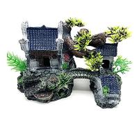 IBWell Classical Lifelike Chinese Landscape Resin Aquarium Castle Decorations Fish Tank Ornaments