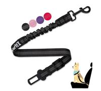 IBWell Dog Seat Belt,3 Piece Set Retractable Dog Car Harness Adjustable Dog Seat Belt for Vehicle Nylon Pet Safety Seat Belts Heavy Duty & Elastic (Black)