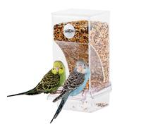 IBWell No Mess Automatic Bird Feeder for Cage Automatic Parrot Feeder Bird Feeder Inside Cage with Clear Perch Acrylic Seed Food Container