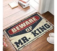IBWNBBUSN Outdoor Bar Accessories Decor Beware Of Mr. King Doormat | Front Doormat Front Porch Fall Decor Funny Stuff Small Door Mat(65X90CM)