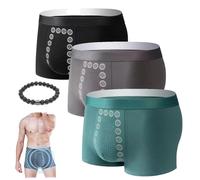 IBXCZEWDW Men's Massage Magnetic Therapy Underwear, Soft Breathable Men Briefs Boxer Anti Chafing Underwear Underpants (3pc-04,2XL (145-175LBS))