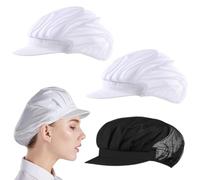 IBXWMNG Pack of 3 Unisex Adjustable Chef's Hat, Adjustable Chef's Hat for Chef's Hat, Professional Chef's Hat for Restaurant Cooking BBQ Baking, Breathable Elastic Head Protection Kitchen