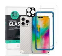 Ibywind 2 Pack Screen Protector Compatible with Apple iPhone 16 Pro 5G 6.3",9H Hardness Tempered Glass,With 1Pc Camera Lens Protector,1Pc Back Carbon Fiber Film,Easy to Install