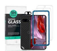 Ibywind 2 Pack Screen Protector For Google Pixel 9a 5G,9H Hardness Tempered Glass,With 1Pc Camera Lens Protector,1Pc Back Carbon Fiber Film,Easy to Install