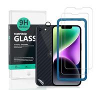 Ibywind 2 Pack Screen Protector For iPhone 16e 5G,9H Hardness Tempered Glass,With 1Pc Camera Lens Protector,1Pc Back Carbon Fiber Film,Easy to Install