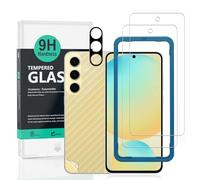 Ibywind 2 Pack Screen Protector For Samsung Galaxy S25 5G,9H Hardness Tempered Glass,With 1Pc Camera Lens Protector,1Pc Back Carbon Fiber Film,Easy to Install