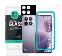 Ibywind 2 Pack Screen Protector For Xiaomi Poco F6 Pro 5G,9H Hardness Tempered Glass,With 1Pc Camera Lens Protector,1Pc Back Carbon Fiber Film,Easy to Install