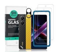 Ibywind 2 Pack Screen Protector For Xiaomi Poco X7 Pro 5G,9H Hardness Tempered Glass,With 1Pc Camera Lens Protector,1Pc Back Carbon Fiber Film,Easy to Install