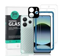Ibywind 2 Pack Screen Protector For Xiaomi Redmi Note 14 5G,9H Hardness Tempered Glass,With 1Pc Camera Lens Protector,1Pc Back Carbon Fiber Film,Easy to Install