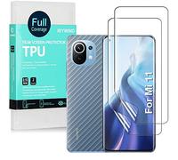 Ibywind Screen Protector For Xiaomi Mi11 5G,with 2Pcs Flexible TPU Film,1Pc Camera Lens Protector,1Pc Backing Carbon Fiber Film [Fingerprint Reader,Easy to install]