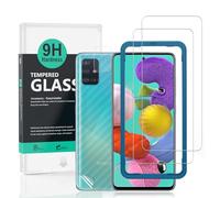 Ibywind Tempered Glass Protection for Samsung Galaxy A51, with Tempered Glass Protector for Rear Camera, Carbon Fibre Effect Rear Protection, with Easy Installation Kit