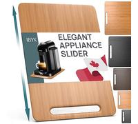 Ibyx Bamboo Sliding Appliance Tray for Worktops - Roll-Out tray for coffee machines, air fryers & toaster ovens - quiet wheels, anti-slip