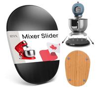 Ibyx Elegant Sliding Appliance Tray for Stand Mixers - Bamboo Roll-Out Caddy with Quiet Wheels - Black - Medium-Long 24 × 35.6 cm