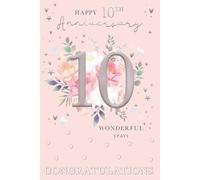 IC&G 10th Anniversary Card - Floral Design with Embossed Foil Finish, Illustrated Insert Leaf & Heartfelt Verse, Eco-Friendly & Made in the UK