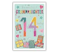IC&G 14th Birthday Card for Granddaughter - Modern Present Design - Age 14 Birthday Greeting Card to a Wonderful Granddaughter - For Her