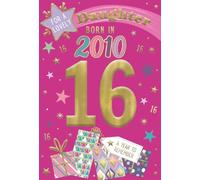 IC&G 16th Birthday Card for Daughter, Born in 2010, Presents & Stars Design | Fun Facts Inside, 'Year You Were Born', Illustrated Inner, Made in the UK