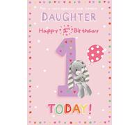 IC&G 1st Birthday Card for Daughter - Age 1 Cute Bunny Rabbit & Balloon Design - Premium Special First Birthday Greeting Card with Envelope