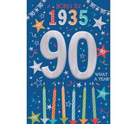 IC&G 90th Birthday Card - Born in 1935 - What a Year! - Stars & Confetti Design - Greeting Card for Men