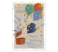 IC&G 21st Birthday Card for Grandson, Celebration Balloons Design