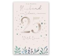 IC&G 25th Anniversary Card for Husband, Romantic Contemporary Design
