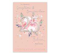IC&G 25th Wedding Anniversary Card for Daughter and Son In Law | Heartfelt Verse, Floral Design, Embossed Foil Finish, Illustrated Insert Leaf, Eco-Friendly, Made in the UK