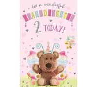 IC&G 2nd Birthday Card for a Wonderful Granddaughter - Cute Teddy Bear Fairy Design with Embossed Foil Finish & Illustrated Insert Leaf, Eco-Friendly & Made in the UK