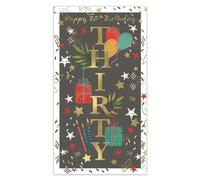 IC&G 30th Birthday Card - Celebration Party Design with Embossed Foil Finish & Illustrated Insert Leaf, Eco-Friendly & Made in the UK