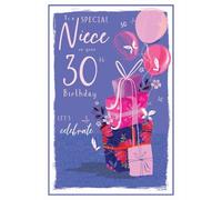 IC&G 30th Birthday Card for Niece - Age 30 Pretty Present, Flowers & Balloons Design - Premium Special Birthday Greeting Card with Envelope for Her