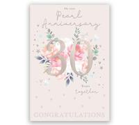 IC&G 30th Milestone Pearl Anniversary Card, Romantic Floral Design
