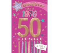 IC&G 50th Birthday Card for Daughter - Born in 1976 - Age 50 Candles & Stars Design - Premium Embossed Foil Finish - 'Year You Were Born' Greeting Card with Envelope