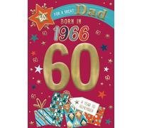 IC&G 60th Birthday Card for Dad - Born in 1966 - Age 60 Presents & Stars Design - Premium Embossed Foil Finish - 'Year You Were Born' Greeting Card with Envelope