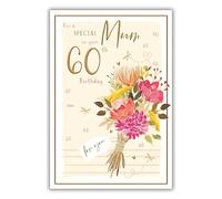 ICG Special Mum 60th Birthday Card - Elegant Floral Bouquet Design with Embossed Foil Finish - Special 60th Birthday Card for Mum