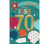 IC&G 70th Birthday Card for Dad, Born in 1956, Nostalgic Facts & Memories | Embossed Foil Finish, Illustrated Fold-Out Inner, Year You Were Born, Made in the UK