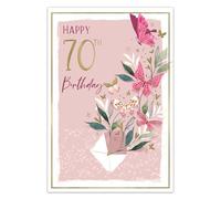 IC&G 70th Birthday Card for Her - Elegant Butterfly Design with Embossed Foil Finish, Illustrated Inner, Eco-Friendly & Made in the UK, Greeting Card with Envelope