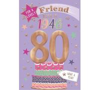 IC&G 80th Birthday Card for Friend - Born in 1946 - Age 80 Cake & Stars Design - Premium Embossed Foil Finish - 'Year You Were Born' Greeting Card with Envelope