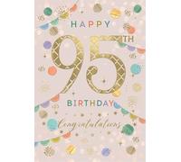 IC&G 95th Birthday Card - Celebration Design with Embossed Foil Finish & Illustrated Inner, Eco-Friendly & Made in the UK, Greeting Card with Envelope