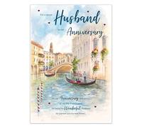IC&G Anniversary Card for a Special Husband - Romantic Gondola in Venice Design, Eco-Friendly & Made in the UK