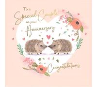 IC&G Anniversary Card - Happy Anniversary Card with Hedgehogs and Love Hearts Design and Embossed Foil Details - Anniversary Card for a Special Couple