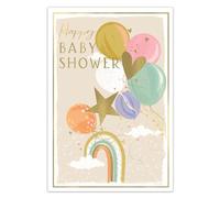 IC&G Baby Shower Card - Gender Neutral Balloons Design with Embossed Foil Finish & Illustrated Insert Leaf, Eco-Friendly & Made in the UK