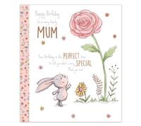 IC&G Birthday Card for a Lovely Mum, Cute Rabbit and Flowers Design | Foil Finish, Illustrated Inner, Eco-Friendly, Made in the UK